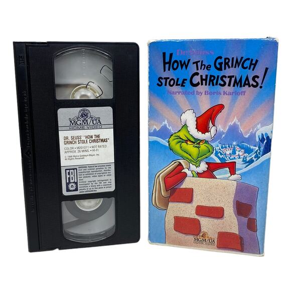 Dr. Seuss How The Grinch Stole Christmas VHS Narrated by Boris Karioff - Picture 1 of 6
